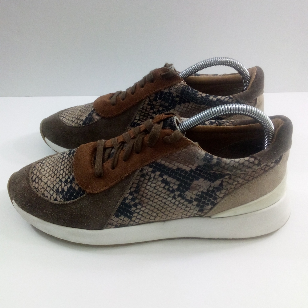 Lucky Brand Oaklyn Women 10 Snake Print Brown Leather Casual Shoes - Picture 3 of 9